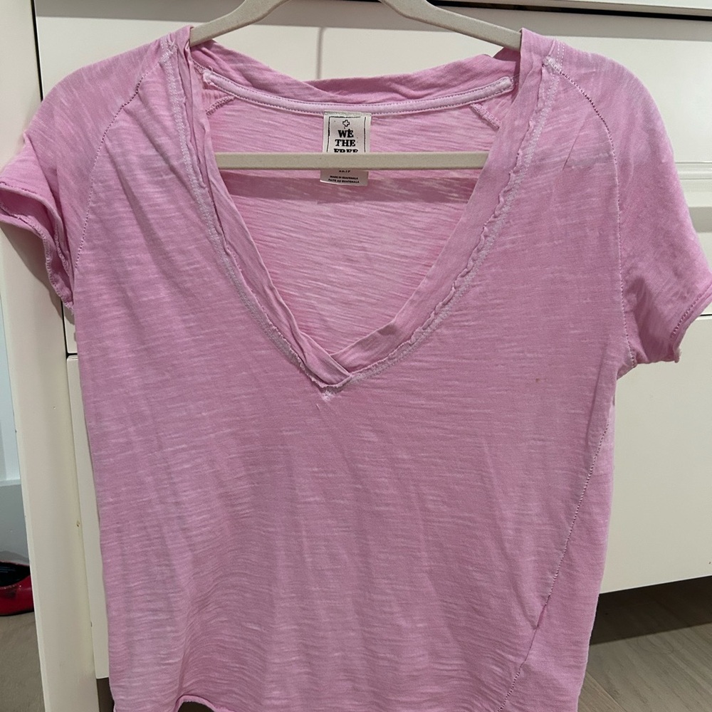 Free people Pink V-Neck Women Top